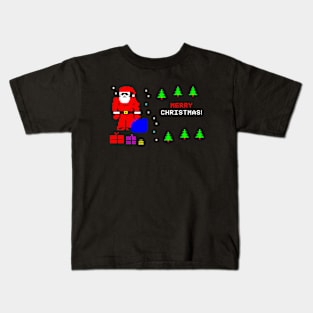 8 Bit Pixel Art Merry Christmas 8-bit Gifts Santa Claus Kids T-Shirt